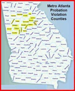 A map of Georgia with text "Metro Atlanta Probation Violation Counties", emphasizing the need for a probation violation lawyer who understands probation in Georgia