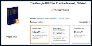 The Georgia DUI Trial Practice Manual, 2024 edition. This is the leading book on DUI laws in GA