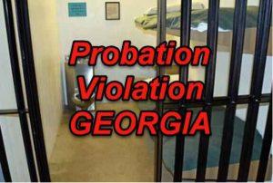 A jail cell with text "Probation Violation GEORGIA", emphasizing the jail time consequences if you commit a probation violation in GA