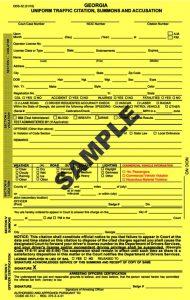 Georgia Traffic Ticket Citation