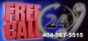 Bold text reading "free call" with a phone icon, emphasizing a free consultation with Atlanta DUI Attorney William Head at 404-567-5515