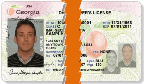 Georgia Drivers License Cut in Half